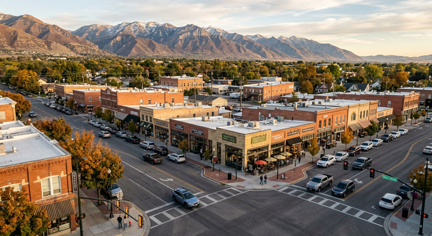 aerial photo of utah small business fronts