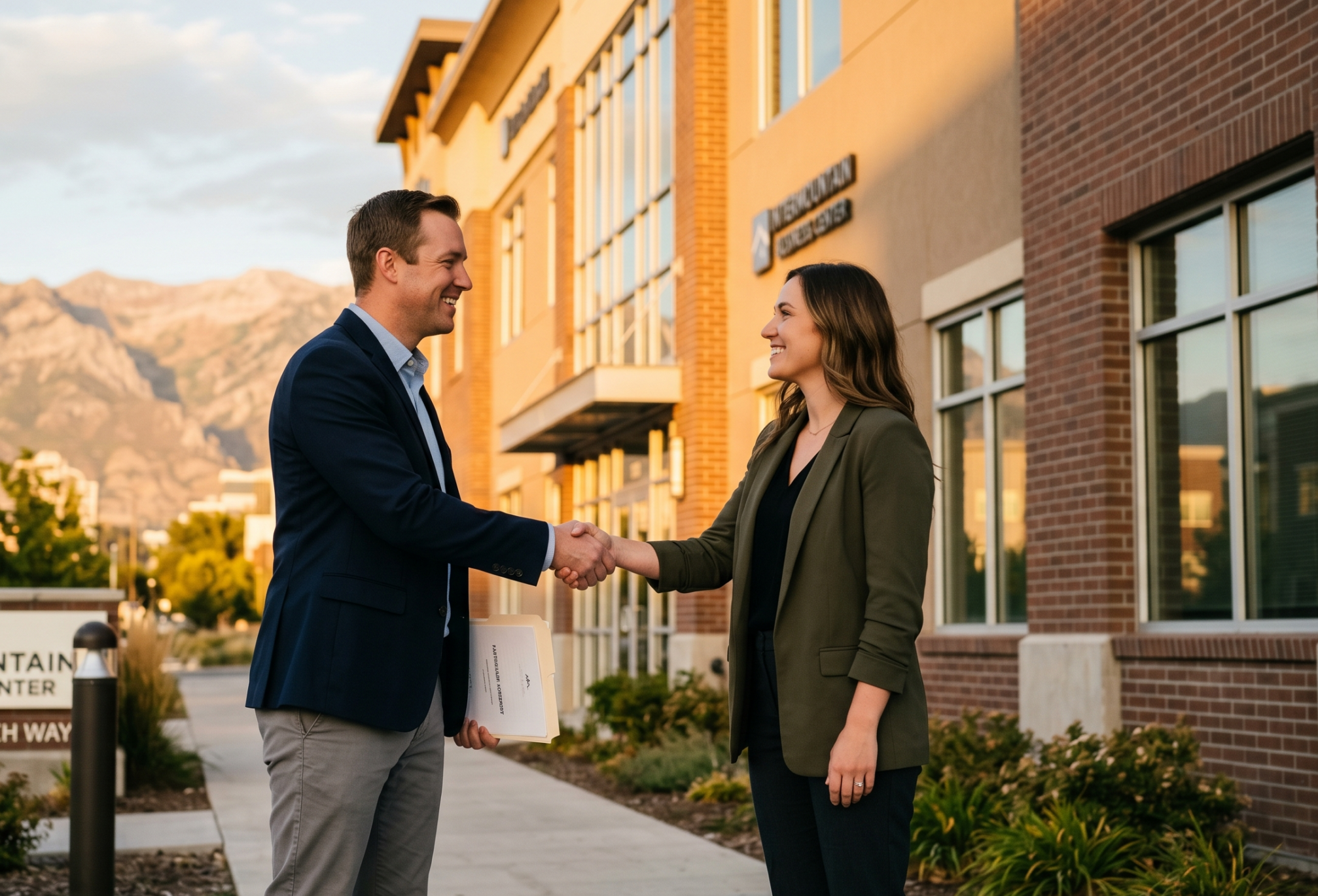 Utah small business owner meeting with an SBA lender Utah small business owner meeting with an SBA lender to review loan documents