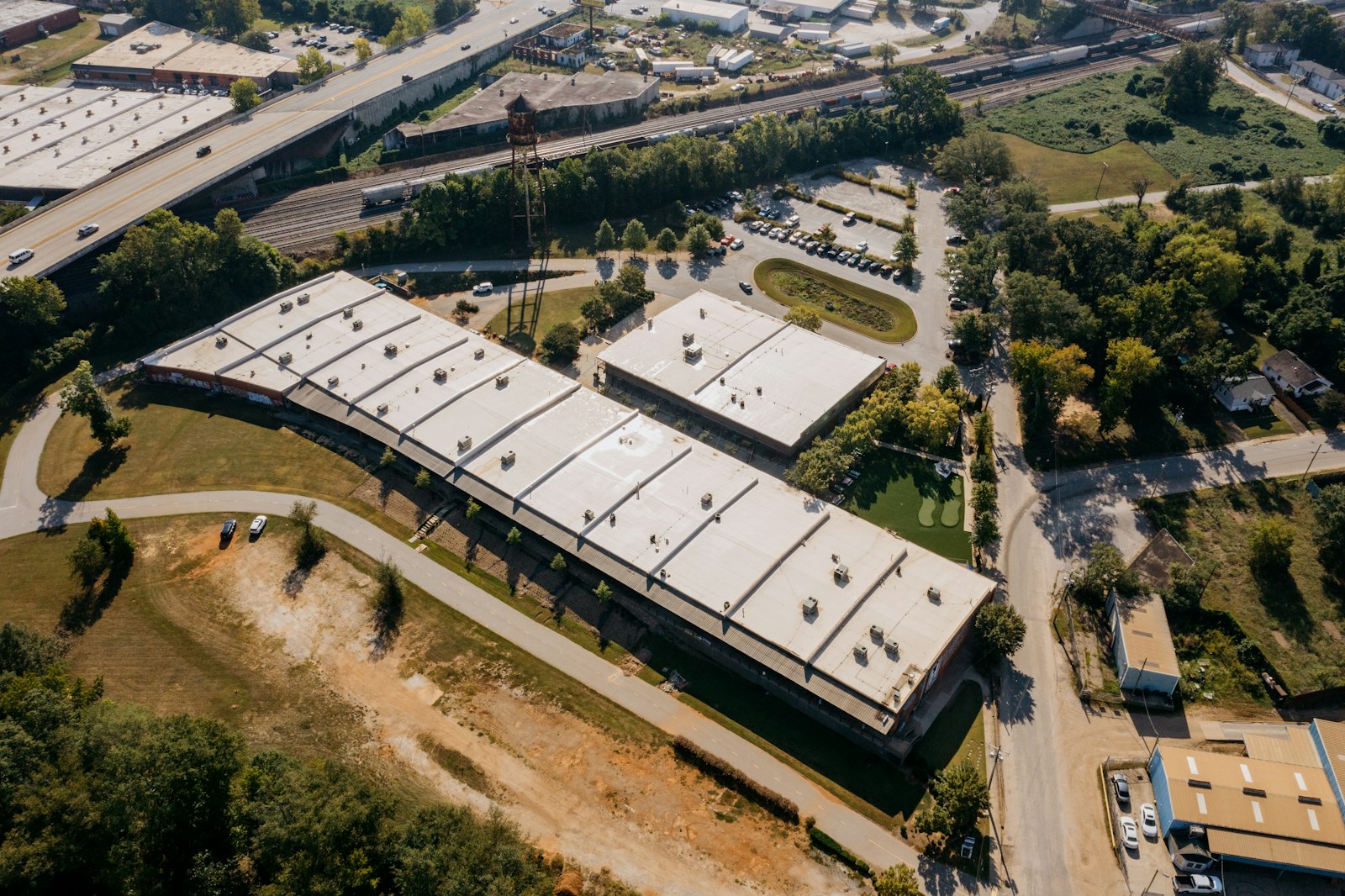 SBA 504 Prepayment Penalty Aerial view of a modern commercial office building complex